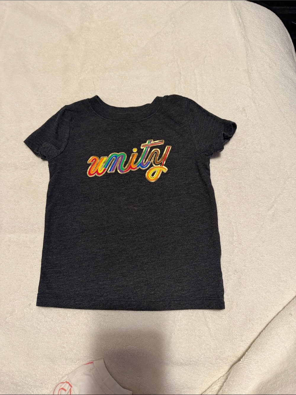 Cat & Jack Black Short Sleeve Tee with Rainbow 'unity' Script